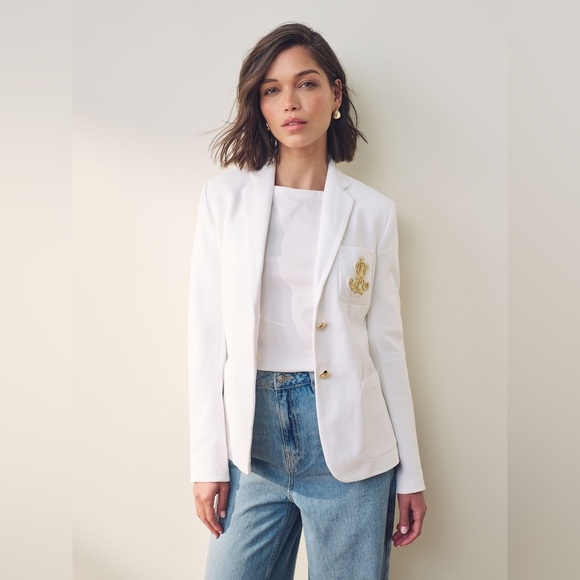 Lauren Ralph Lauren ~ White Anfisa Bullion Jacquard Blazer - Picture 11 of 17